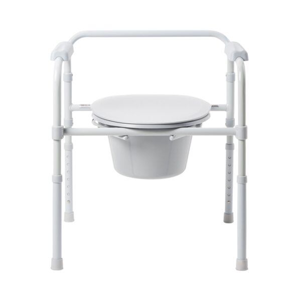 3-in-1 Commode Chair McKesson Fixed Arms Steel Frame Back Bar 13-1/4 Inch Seat Width 350 lbs. Weight Capacity