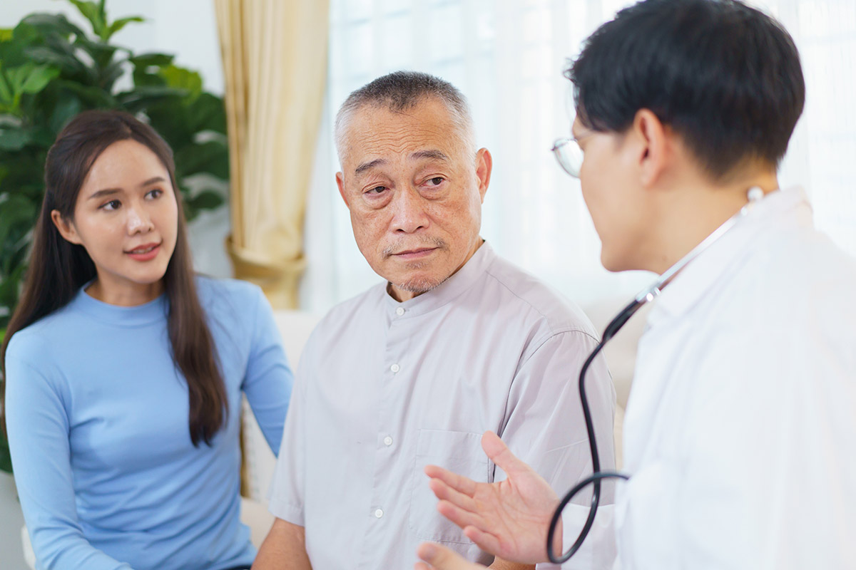 Doctor, caregiver and patient